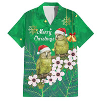 New Zealand Kakapo Christmas Family Matching Mermaid Dress and Hawaiian Shirt Owl Parrot Santa Sliver Fern Manuka - Green LT14 Dad's Shirt - Short Sleeve Green - Polynesian Pride