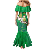 New Zealand Kakapo Christmas Family Matching Mermaid Dress and Hawaiian Shirt Owl Parrot Santa Sliver Fern Manuka - Green LT14 - Polynesian Pride