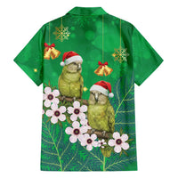 New Zealand Kakapo Christmas Family Matching Off The Shoulder Long Sleeve Dress and Hawaiian Shirt Owl Parrot Santa Sliver Fern Manuka - Green LT14 - Polynesian Pride