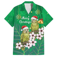 New Zealand Kakapo Christmas Family Matching Off Shoulder Maxi Dress and Hawaiian Shirt Owl Parrot Santa Sliver Fern Manuka - Green - Polynesian Pride