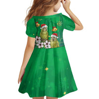 New Zealand Kakapo Christmas Family Matching Off Shoulder Short Dress and Hawaiian Shirt Owl Parrot Santa Sliver Fern Manuka - Green LT14 - Polynesian Pride