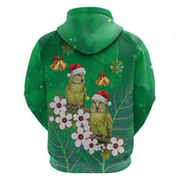 New Zealand Kakapo Christmas Hoodie Owl Parrot Santa Sliver Fern Manuka - Green - Polynesian Pride
