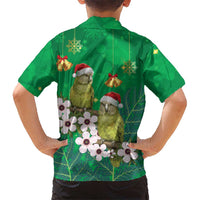 New Zealand Kakapo Christmas Kid Hawaiian Shirt Owl Parrot Santa Sliver Fern Manuka - Green LT14 - Polynesian Pride