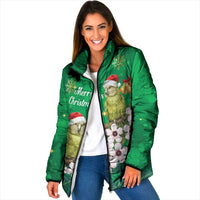 New Zealand Kakapo Christmas Padded Jacket Owl Parrot Santa Sliver Fern Manuka - Green - Polynesian Pride