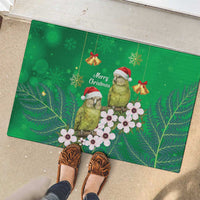 New Zealand Kakapo Christmas Rubber Doormat Owl Parrot Santa Sliver Fern Manuka - Green - Polynesian Pride