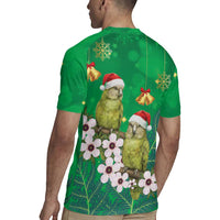 New Zealand Kakapo Christmas Rugby Jersey Owl Parrot Santa Sliver Fern Manuka - Green - Polynesian Pride
