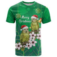 New Zealand Kakapo Christmas T Shirt Owl Parrot Santa Sliver Fern Manuka - Green LT14 Green - Polynesian Pride