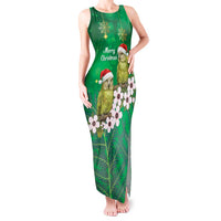 New Zealand Kakapo Christmas Tank Maxi Dress Owl Parrot Santa Sliver Fern Manuka - Green - Polynesian Pride