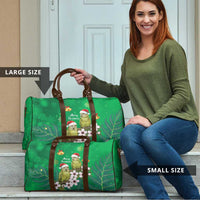 New Zealand Kakapo Christmas Travel Bag Owl Parrot Santa Sliver Fern Manuka - Green - Polynesian Pride