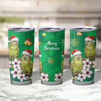 New Zealand Kakapo Christmas Tumbler Cup Owl Parrot Santa Sliver Fern Manuka - Green - Polynesian Pride