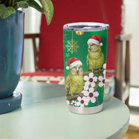 New Zealand Kakapo Christmas Tumbler Cup Owl Parrot Santa Sliver Fern Manuka - Green - Polynesian Pride