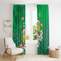 New Zealand Kakapo Christmas Window Curtain Owl Parrot Santa Sliver Fern Manuka - Green - Polynesian Pride