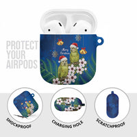 New Zealand Kakapo Christmas AirPods Case Owl Parrot Santa Sliver Fern Manuka - Blue - Polynesian Pride