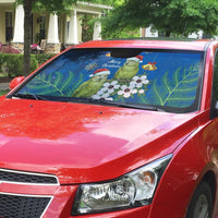 New Zealand Kakapo Christmas Auto Sun Shade Owl Parrot Santa Sliver Fern Manuka - Blue - Polynesian Pride