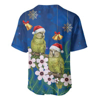 New Zealand Kakapo Christmas Baseball Jersey Owl Parrot Santa Sliver Fern Manuka - Blue - Polynesian Pride