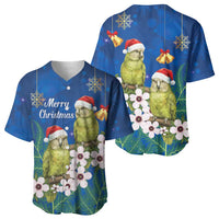 New Zealand Kakapo Christmas Baseball Jersey Owl Parrot Santa Sliver Fern Manuka - Blue LT14 - Polynesian Pride