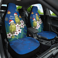 New Zealand Kakapo Christmas Car Seat Cover Owl Parrot Santa Sliver Fern Manuka - Blue - Polynesian Pride