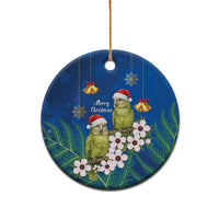New Zealand Kakapo Christmas Ceramic Ornament Owl Parrot Santa Sliver Fern Manuka - Blue - Polynesian Pride