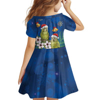 New Zealand Kakapo Christmas Family Matching Mermaid Dress and Hawaiian Shirt Owl Parrot Santa Sliver Fern Manuka - Blue LT14 - Polynesian Pride