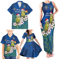 New Zealand Kakapo Christmas Family Matching Tank Maxi Dress and Hawaiian Shirt Owl Parrot Santa Sliver Fern Manuka - Blue - Polynesian Pride