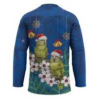 New Zealand Kakapo Christmas Hockey Jersey Owl Parrot Santa Sliver Fern Manuka - Blue LT14 - Polynesian Pride