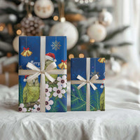 New Zealand Kakapo Christmas Wrapping Paper Owl Parrot Santa Sliver Fern Manuka - Blue LT14 - Polynesian Pride