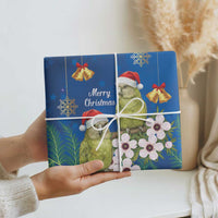 New Zealand Kakapo Christmas Wrapping Paper Owl Parrot Santa Sliver Fern Manuka - Blue LT14 - Polynesian Pride