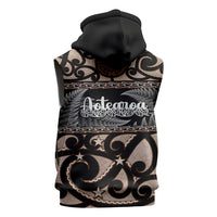 Kia Ora New Zealand Sleeveless Zip Hoodie Aotearoa Proud Maori Silver Fern - Polynesian Pride
