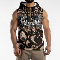 Kia Ora New Zealand Sleeveless Zip Hoodie Aotearoa Proud Maori Silver Fern - Polynesian Pride