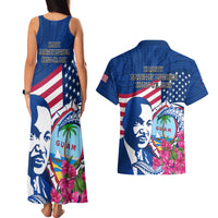 Guam Martin Luther King Jr Day Couples Matching Tank Maxi Dress and Hawaiian Shirt I Have A Dream Guahan Seal With Bougainvillea LT14 - Polynesian Pride