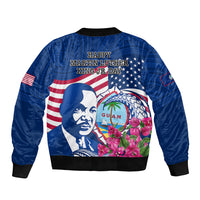 Guam Martin Luther King Jr Day Sleeve Zip Bomber Jacket I Have A Dream Guahan Seal With Bougainvillea LT14 - Polynesian Pride