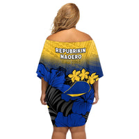 Nauru Independence Day Off Shoulder Short Dress Repubrikin Naoero Polynesian Pattern LT14 - Polynesian Pride