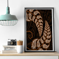 Brown New Zealand Paisley Silver Fern Canvas Wall Art Aotearoa Maori LT14 - Polynesian Pride