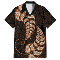 Brown New Zealand Paisley Silver Fern Family Matching Short Sleeve Bodycon Dress and Hawaiian Shirt Aotearoa Maori LT14 Dad's Shirt - Short Sleeve Brown - Polynesian Pride