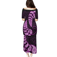 Purple New Zealand Paisley Silver Fern Family Matching Puletasi Dress and Hawaiian Shirt Aotearoa Maori LT14 - Polynesian Pride