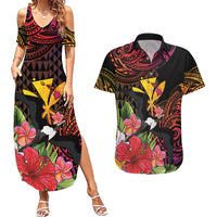 Hawaii Iwa Bird Couples Matching Summer Maxi Dress and Hawaiian Shirt Great Frigatebird Kanaka Tropical Hippie Style LT14 Black - Polynesian Pride