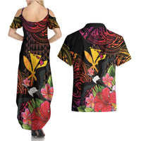 Hawaii Iwa Bird Couples Matching Summer Maxi Dress and Hawaiian Shirt Great Frigatebird Kanaka Tropical Hippie Style LT14 - Polynesian Pride