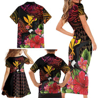 Hawaii Iwa Bird Family Matching Short Sleeve Bodycon Dress and Hawaiian Shirt Great Frigatebird Kanaka Tropical Hippie Style LT14 - Polynesian Pride