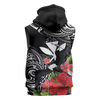 Hawaii Iwa Bird Sleeveless Zip Hoodie Great Frigatebird Kanaka Tropical Flowers - Polynesian Pride