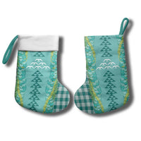 Teal Palaka Hawaii Iwa Bird Christmas Stocking Hawaiian Kakau Jade Vine Lei - Polynesian Pride