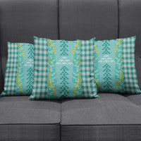 Teal Palaka Hawaii Iwa Bird Pillow Cover Hawaiian Kakau Jade Vine Lei - Polynesian Pride
