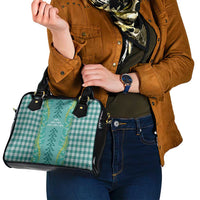 Teal Palaka Hawaii Iwa Bird Shoulder Handbag Hawaiian Kakau Jade Vine Lei - Polynesian Pride