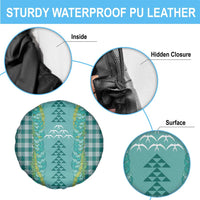 Teal Palaka Hawaii Iwa Bird Spare Tire Cover Hawaiian Kakau Jade Vine Lei - Polynesian Pride