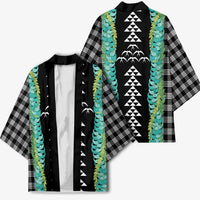 Black Palaka Hawaii Iwa Bird Kimono Hawaiian Kakau Jade Vine Lei LT14 - Polynesian Pride