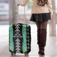 Black Palaka Hawaii Iwa Bird Luggage Cover Hawaiian Kakau Jade Vine Lei - Polynesian Pride