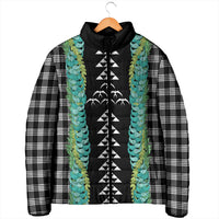 Black Palaka Hawaii Iwa Bird Padded Jacket Hawaiian Kakau Jade Vine Lei LT14 - Polynesian Pride