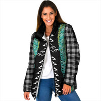 Black Palaka Hawaii Iwa Bird Padded Jacket Hawaiian Kakau Jade Vine Lei LT14 Women Black - Polynesian Pride