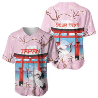 Japanese Torii Gate Cranes Personalised Baseball Jersey Fuji Mount Sakura Seigaiha Pattern
