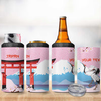 Japanese Torii Gate Cranes Personalised 4 in 1 Can Cooler Tumbler Fuji Mount Sakura Seigaiha Pattern