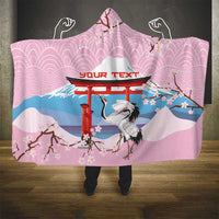 Japanese Torii Gate Cranes Personalised Hooded Blanket Fuji Mount Sakura Seigaiha Pattern LT14 - Polynesian Pride